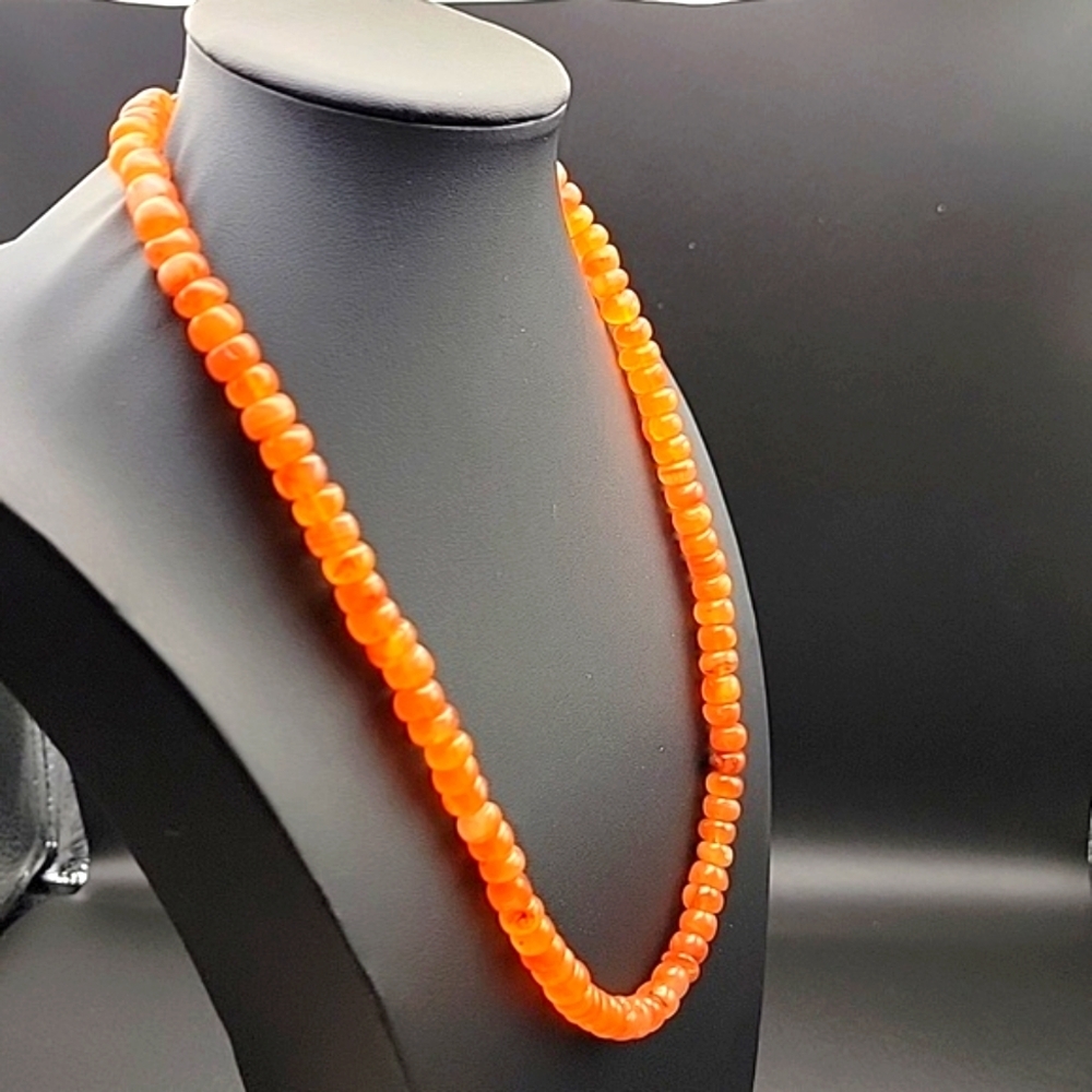 375 Cts Orange Carnelian Round Beaded Necklace Natural Crystal Gemstone Unisex